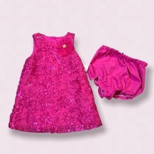 Hot pink baby dress with matching bloomers